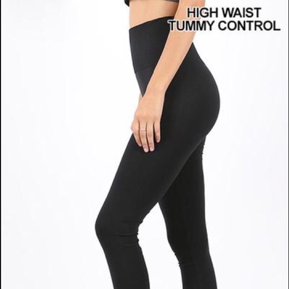 BLACK, TUMMY-CONTROL, HIGH WAIST SEAMLESS LEGGINGS